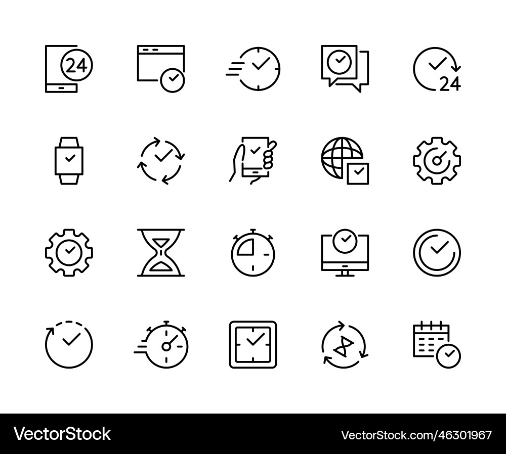 Time and clock line icons isolated Time and clock line icons isolated vector image