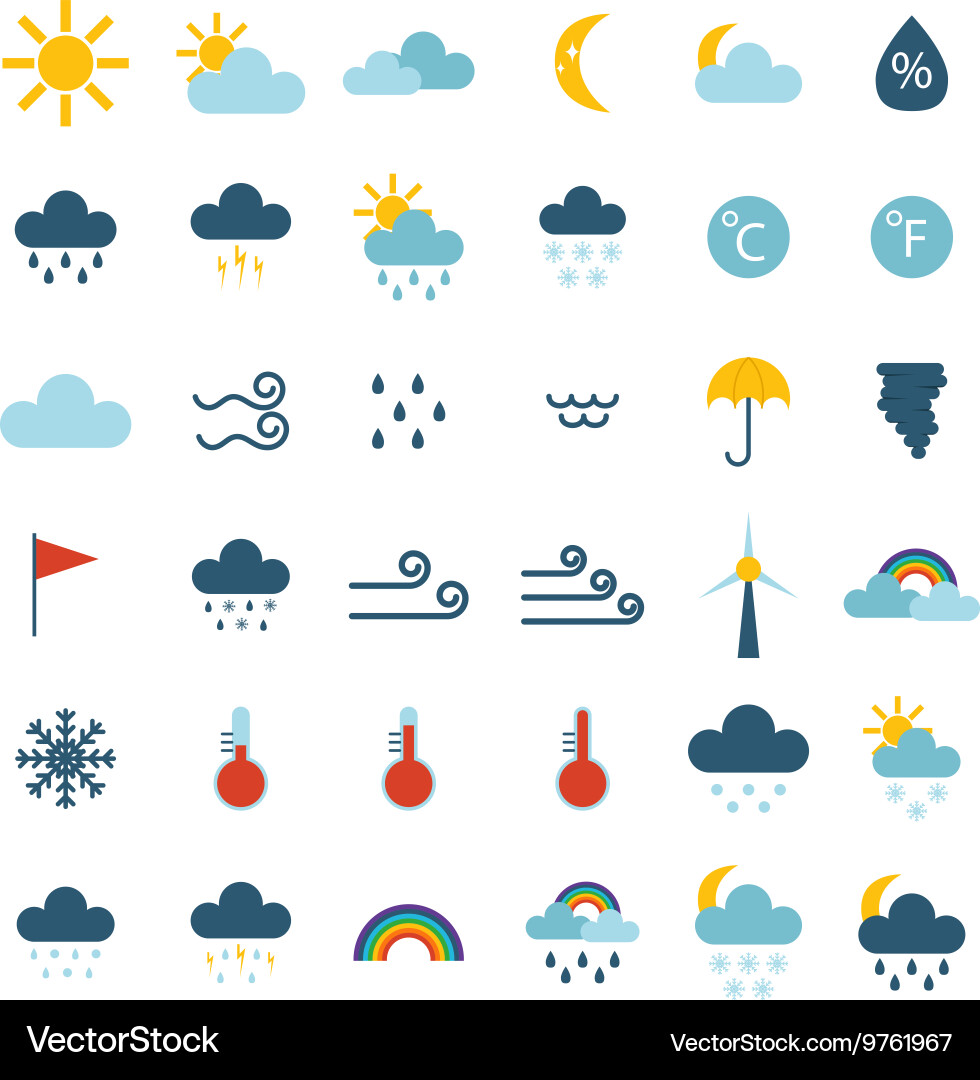 Weather thin icons set Vector Image
