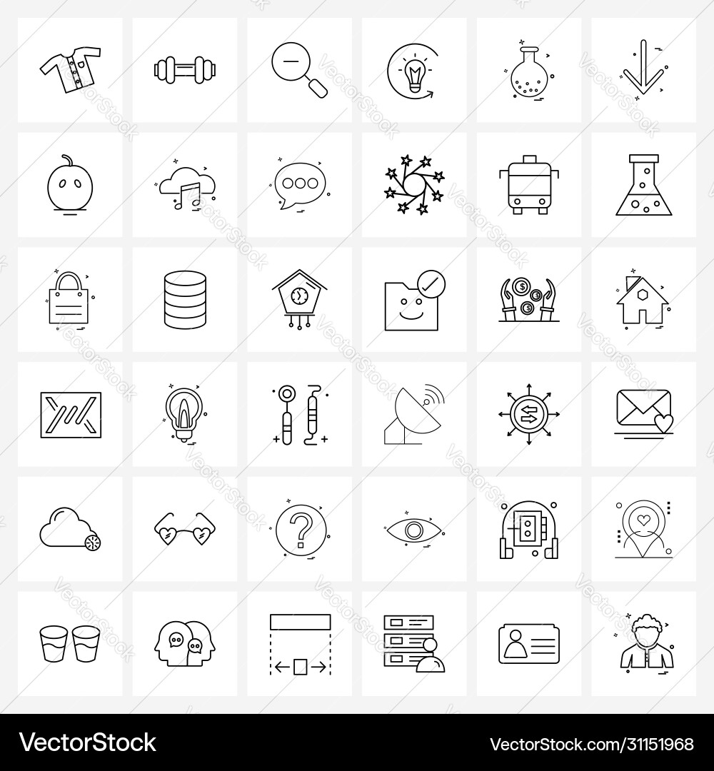 36 universal line icons for web and mobile flask Vector Image