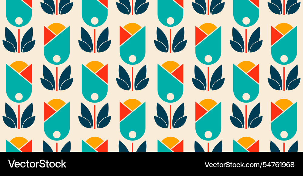 Abstract flowers repeating pattern Vector Image