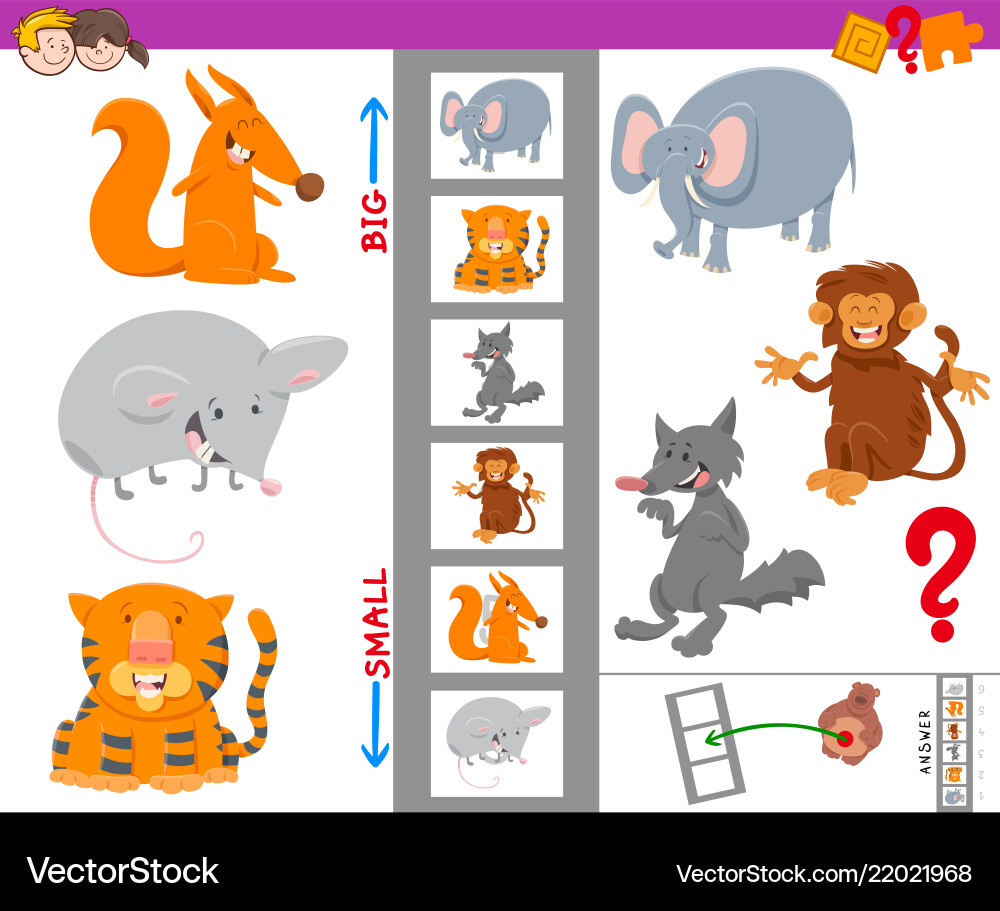 Animal Size Sorting Game vector image