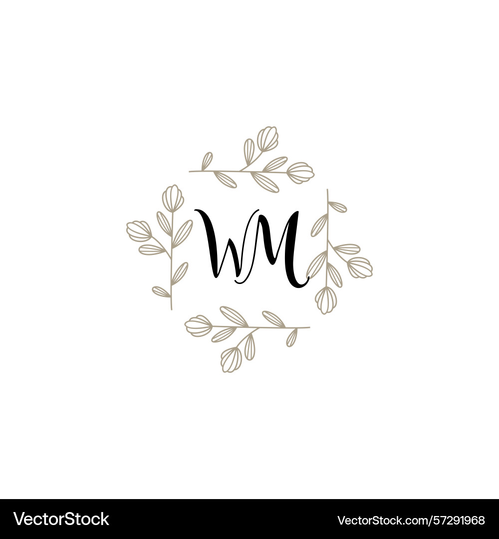 Botanical monogram logos with initial wm Botanical monogram logos with initial wm Vector Image