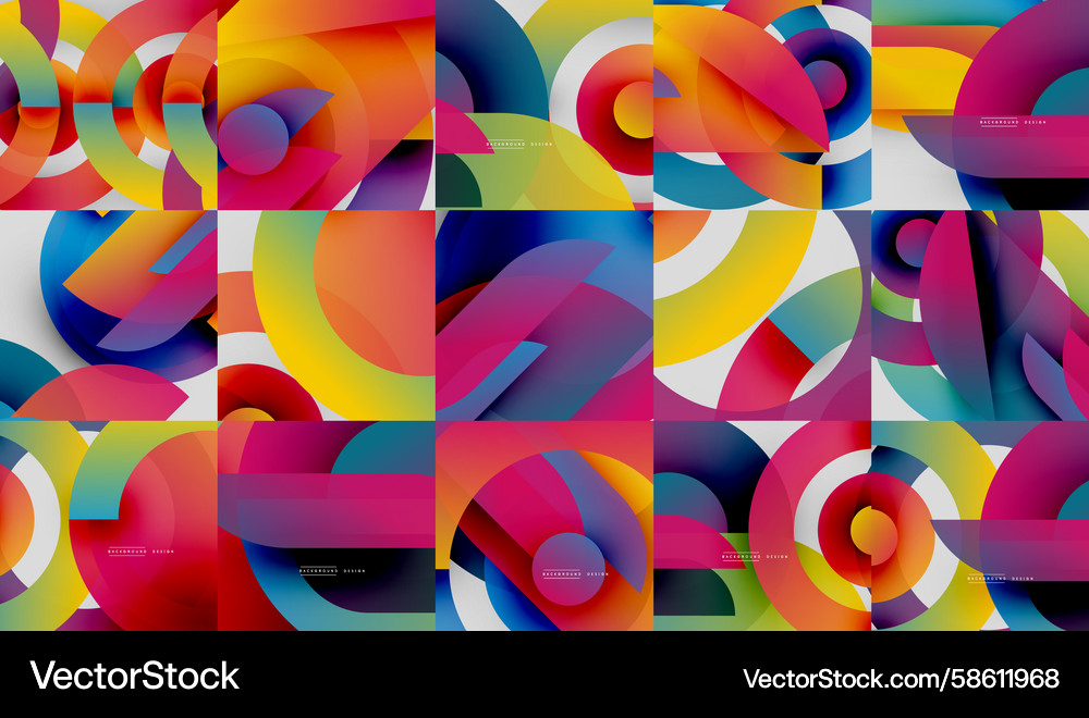 Colorful abstract patterns overlapping circles Vector Image