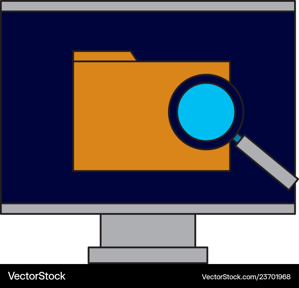 Computer monitor folder analysis Vector Image