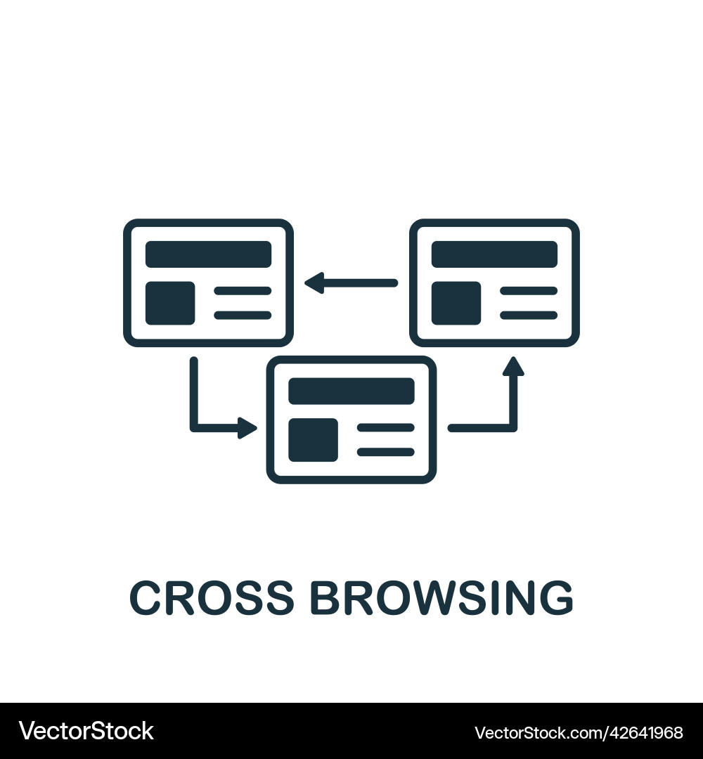 Cross browsing icon monochrome simple web Cross browsing icon monochrome simple web vector image