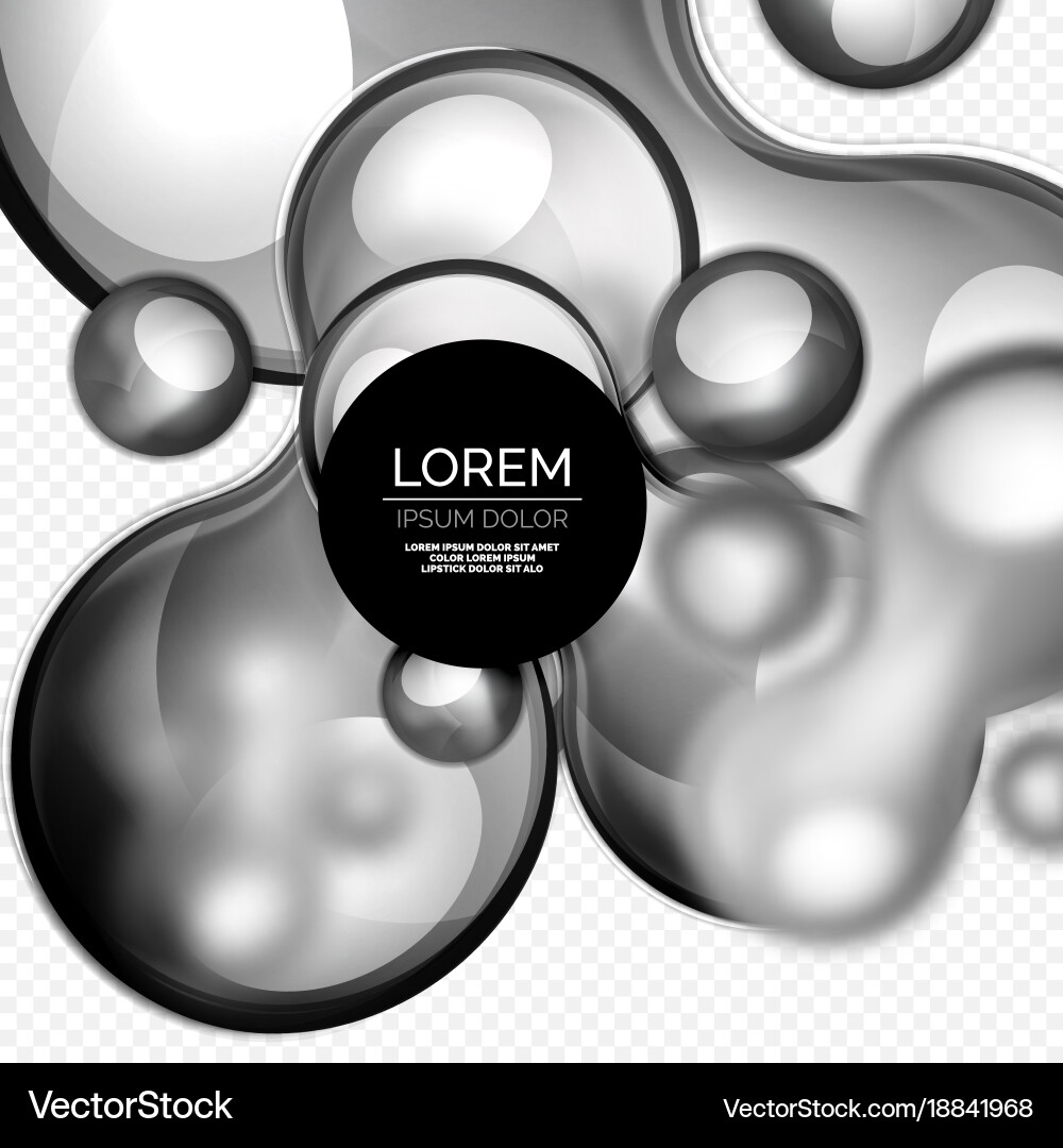 Glass bubbles on grey modern techno liquid design Vector Image