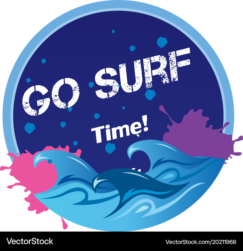 Go surf time wave circle frame background i Vector Image