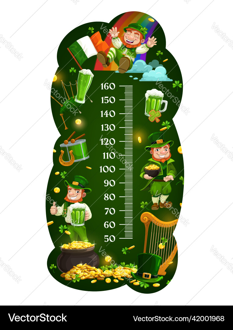 Kinder Höhendiagramm lustige Leprechauns mit Gold Kinder Höhendiagramm lustige Leprechauns mit Gold vektorbild
