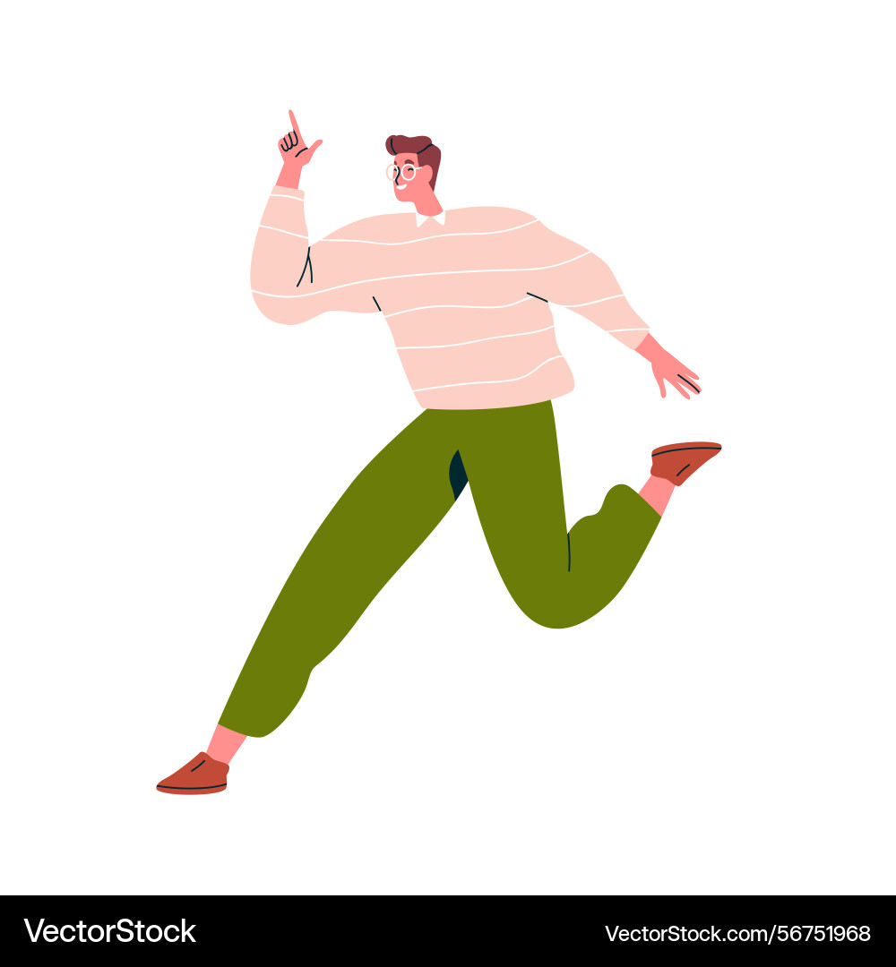 Man running and pointing up with finger energetic Man running and pointing up with finger energetic vector image