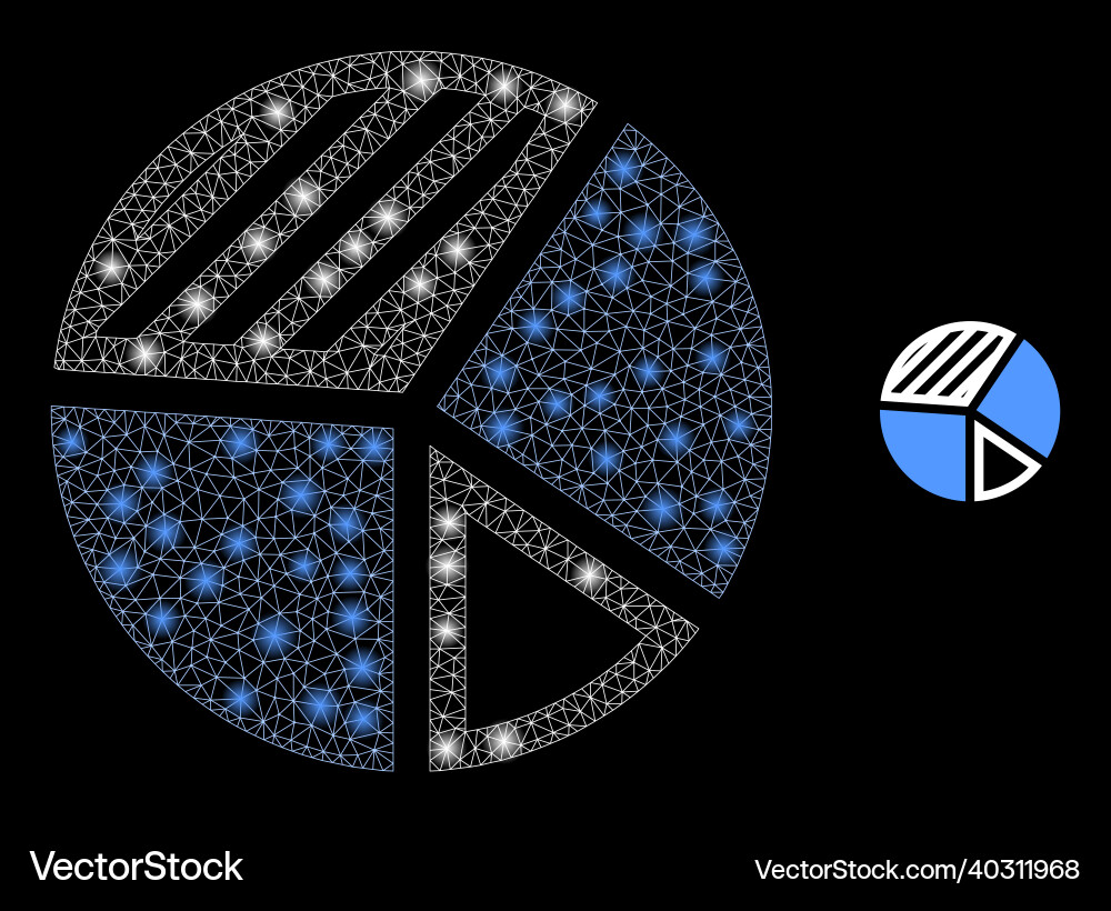 Mesh net pie chart with majestic network Mesh net pie chart with majestic network vector image