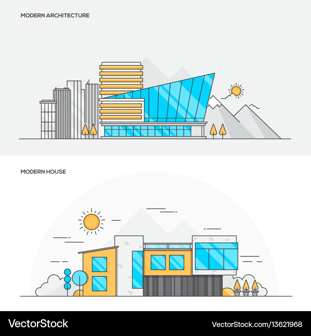 Modern Architecture Line Art vector image