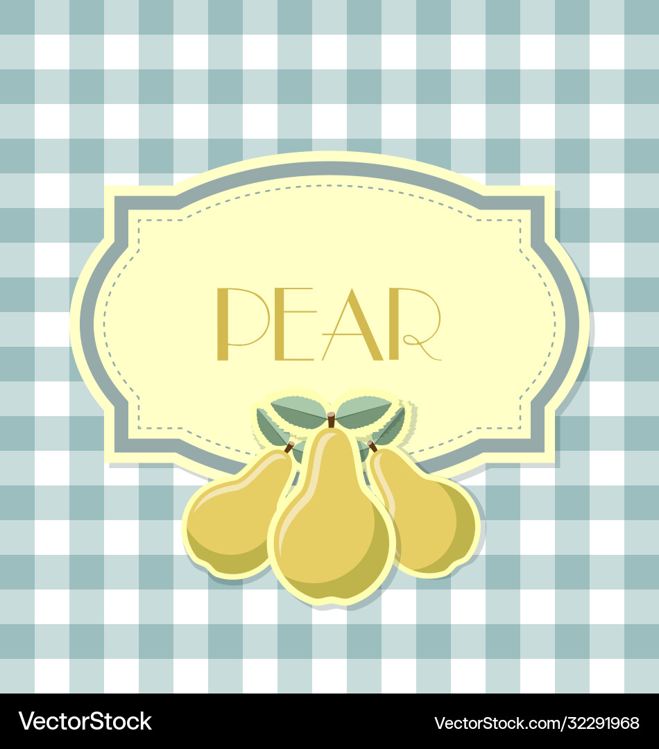 Pear label in retro style on squared background Pear label in retro style on squared background vector image