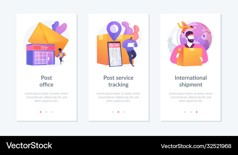 Post shipment system app interface template Post shipment system app interface template vector image