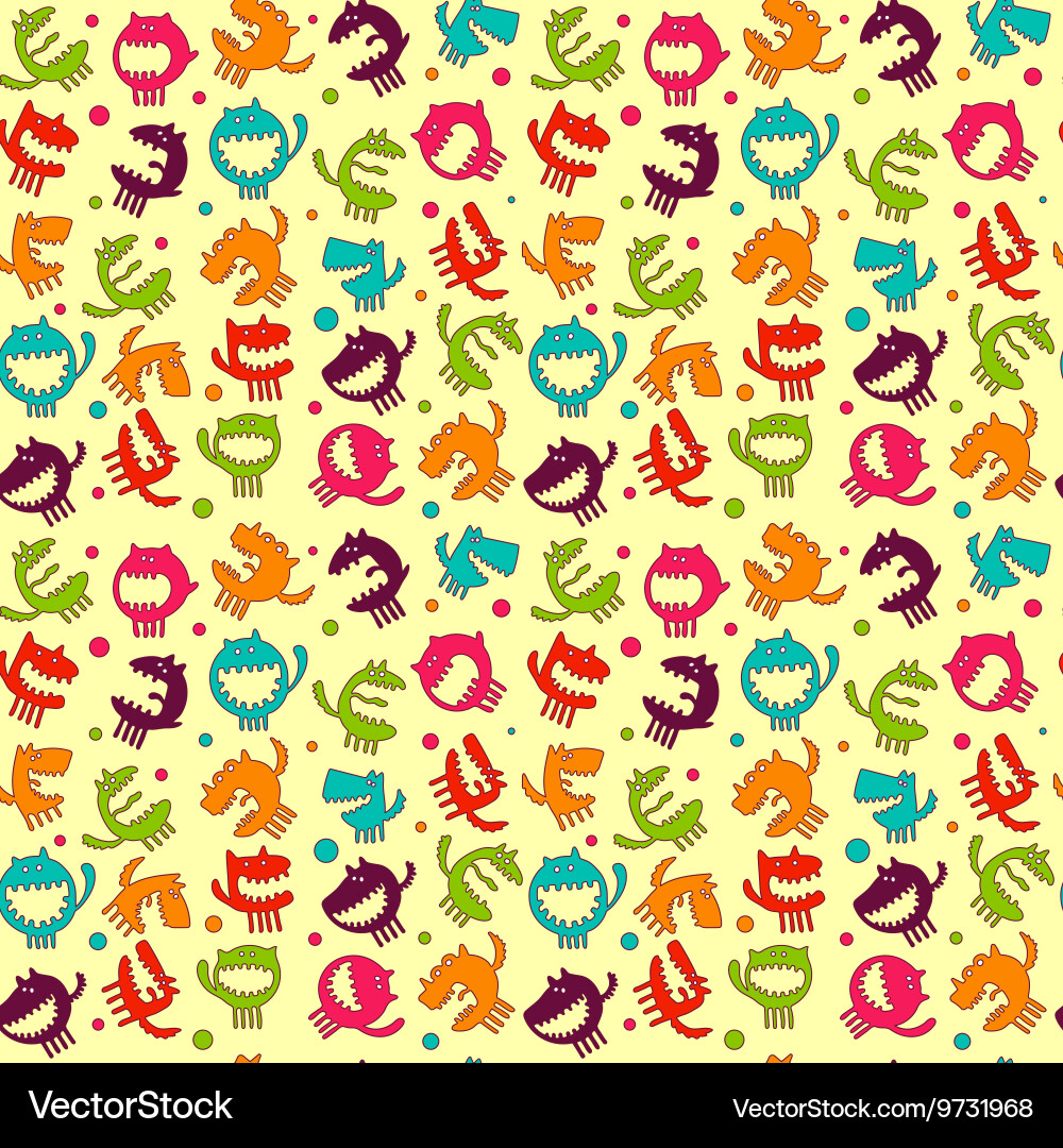 Seamless pattern with monsters Vector Image