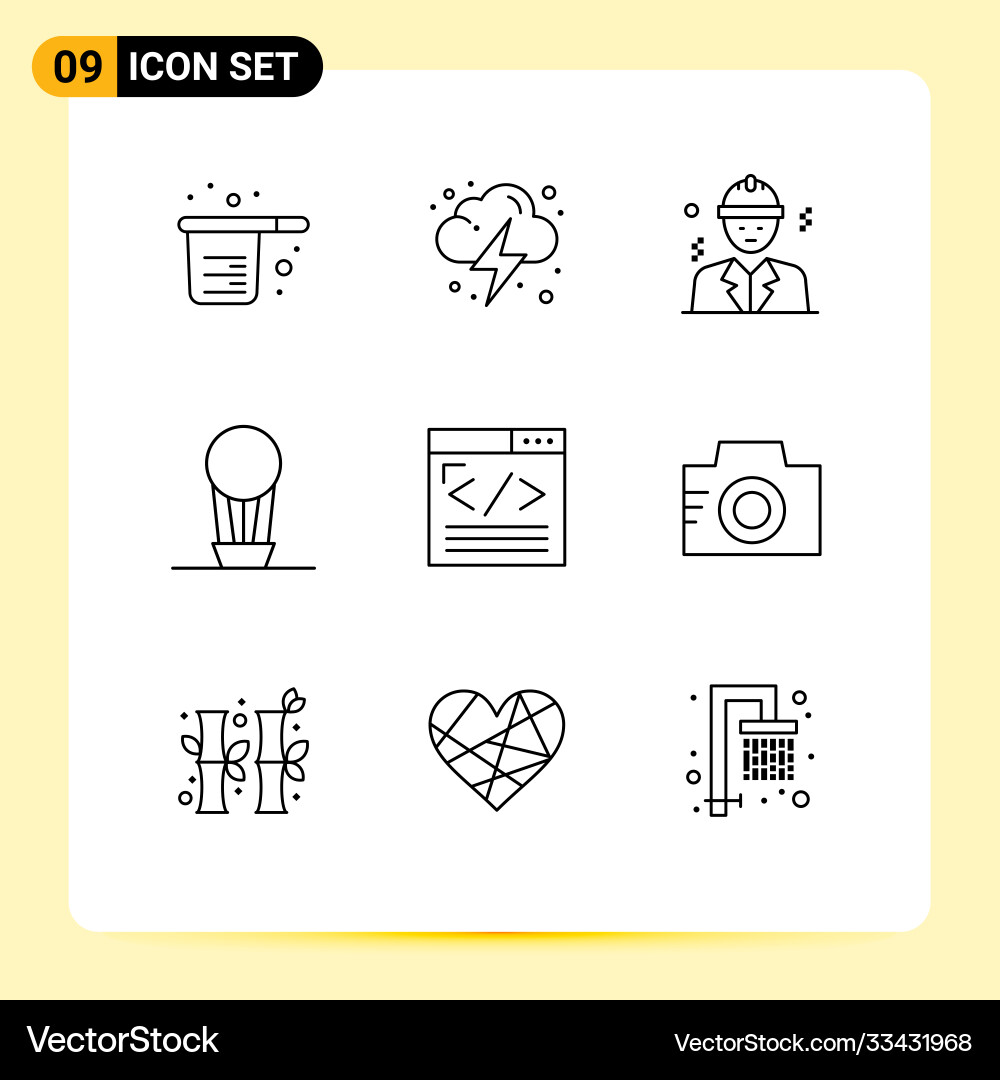 Set 9 outlines on grid for coding hot cloud Vector Image