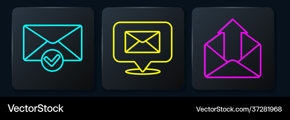 Set line envelope and check mark outgoing mail vector image