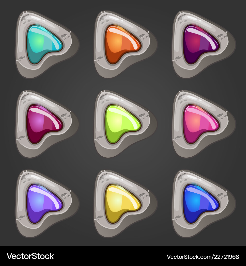 Set of stone pointers with inlaid gems Set of stone pointers with inlaid gems vector image