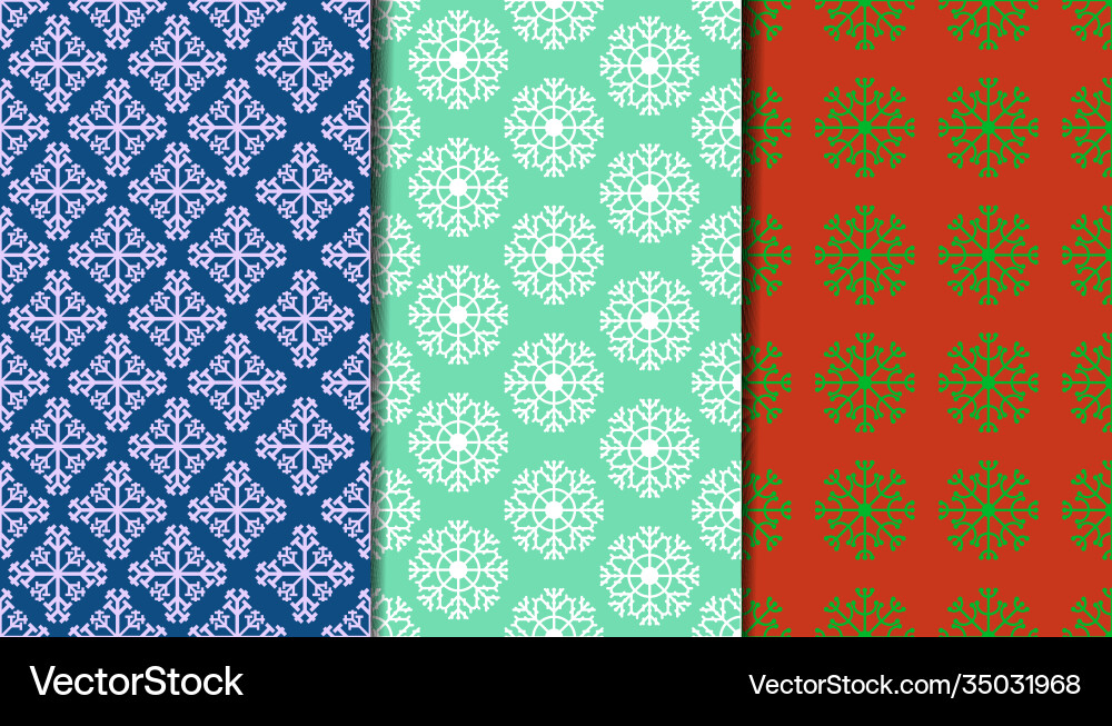 Set seamless simple patterns with snowflakes Vector Image