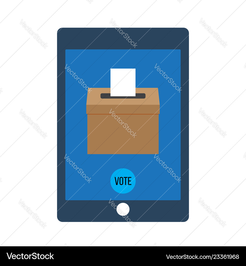 Smartphone with voting app on the screen Smartphone with voting app on the screen vector image