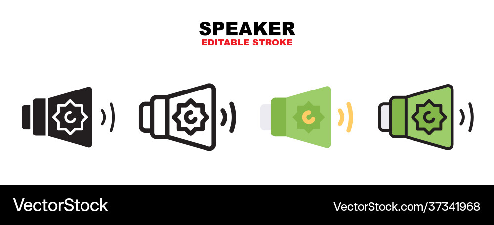Speaker icon set with different styles Speaker icon set with different styles vector image