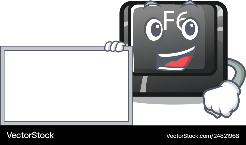 With board longest f6 button on cartoon computer With board longest f6 button on cartoon computer vector image