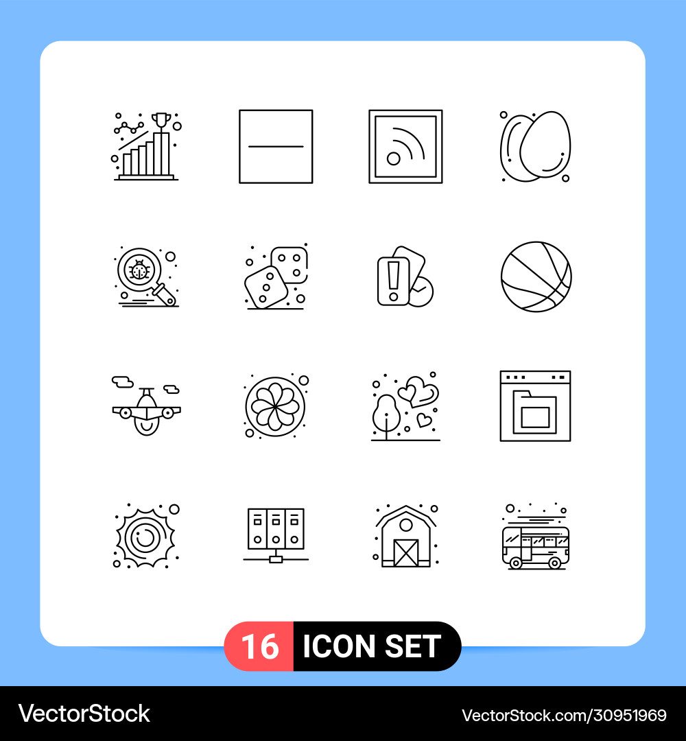 16 thematic outlines and editable symbols scan Vector Image