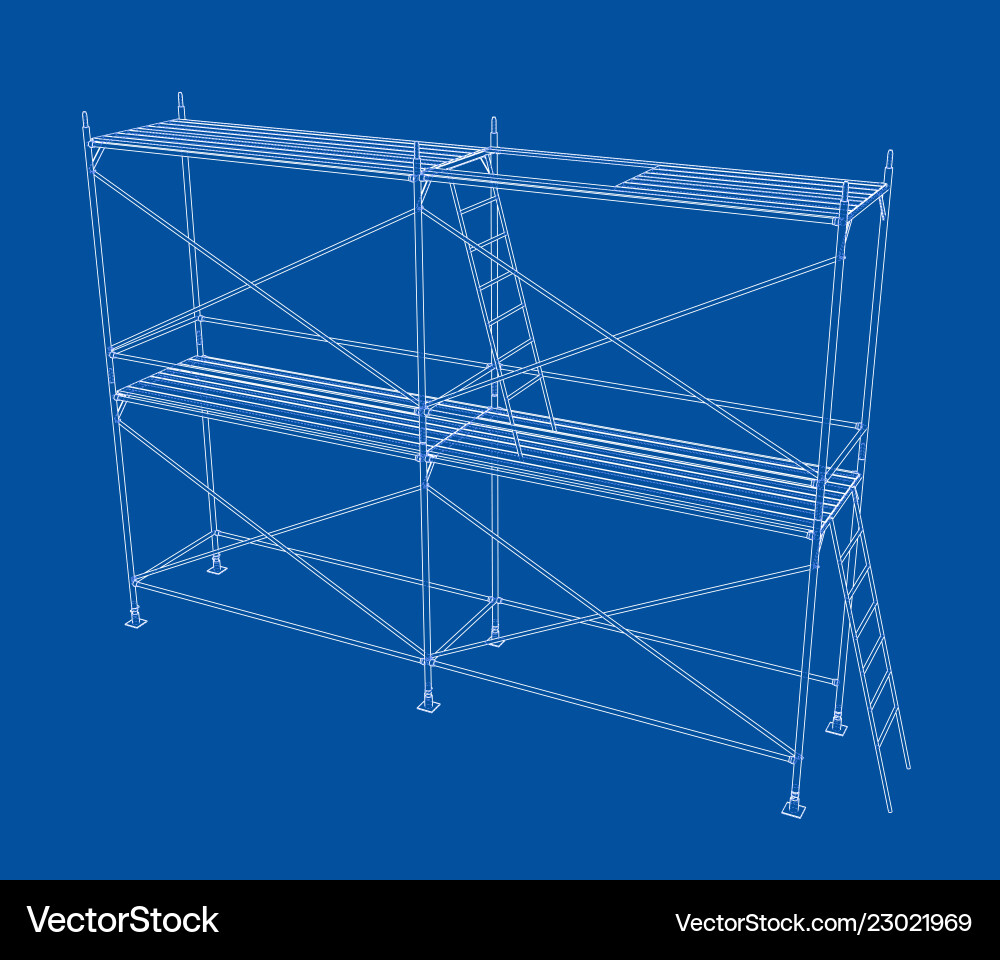 3d outline scaffold rendering of 3d outline scaffold rendering of Vector Image