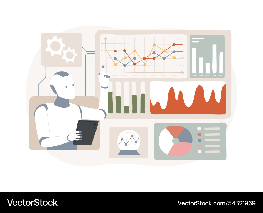 Ai-supported predictive modeling abstract concept Ai-supported predictive modeling abstract concept vector image