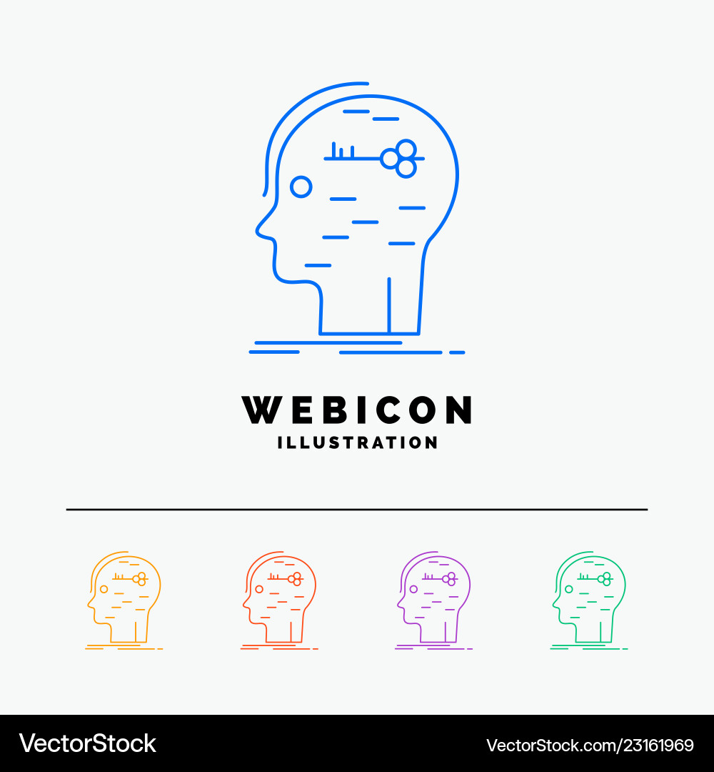 Brain hack hacking key mind 5 color line web icon Brain hack hacking key mind 5 color line web icon vector image