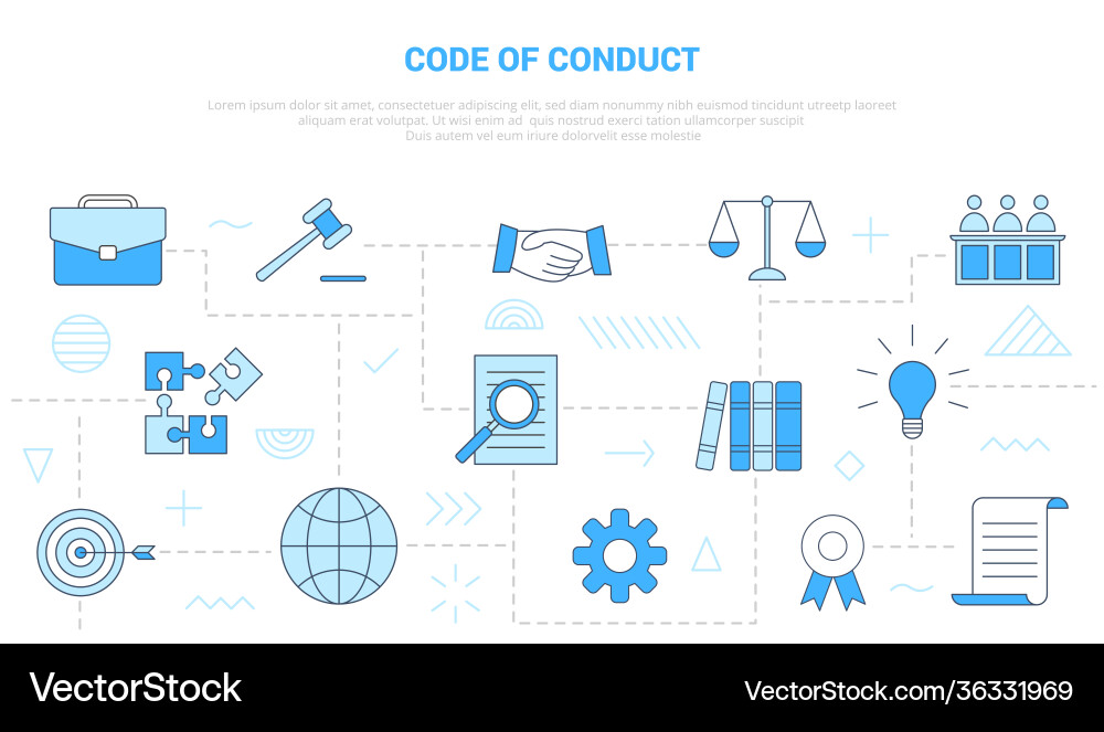 Code conduct concept with icon set template Code conduct concept with icon set template vector image