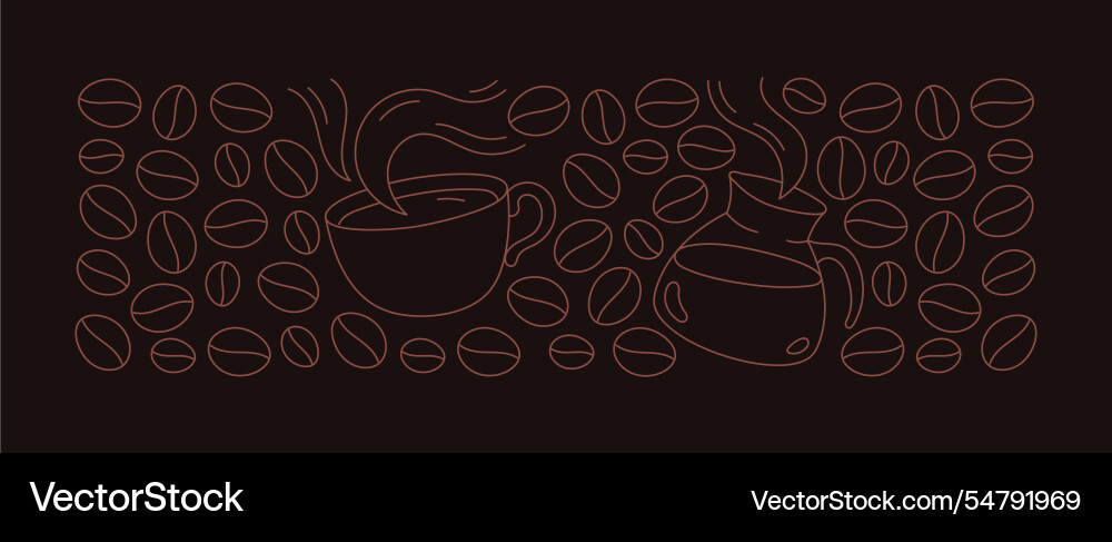 Coffee cup and beans pattern design element vector image
