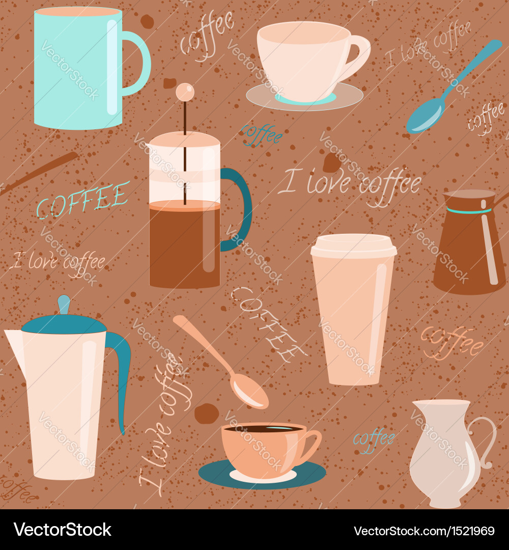 Coffee Pattern with Text vector image