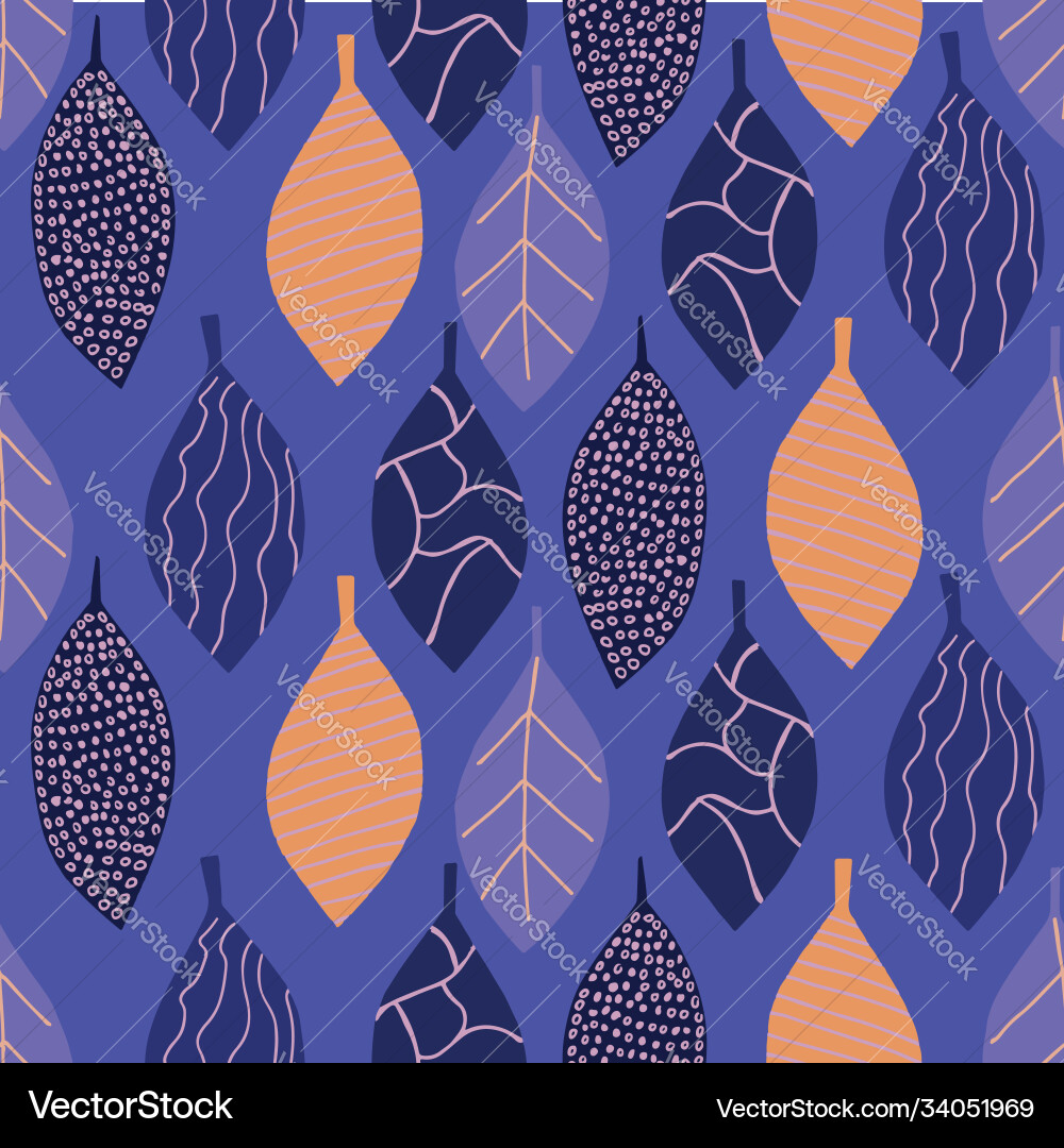 Colorful leafs with prints repeat pattern print Colorful leafs with prints repeat pattern print vector image