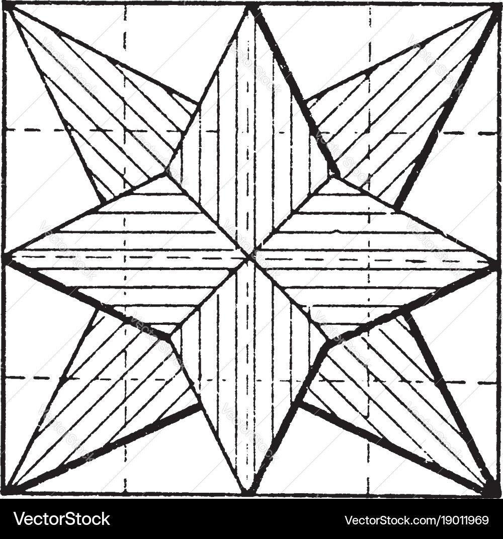 Constructing star using pentagons sides are equal vector image