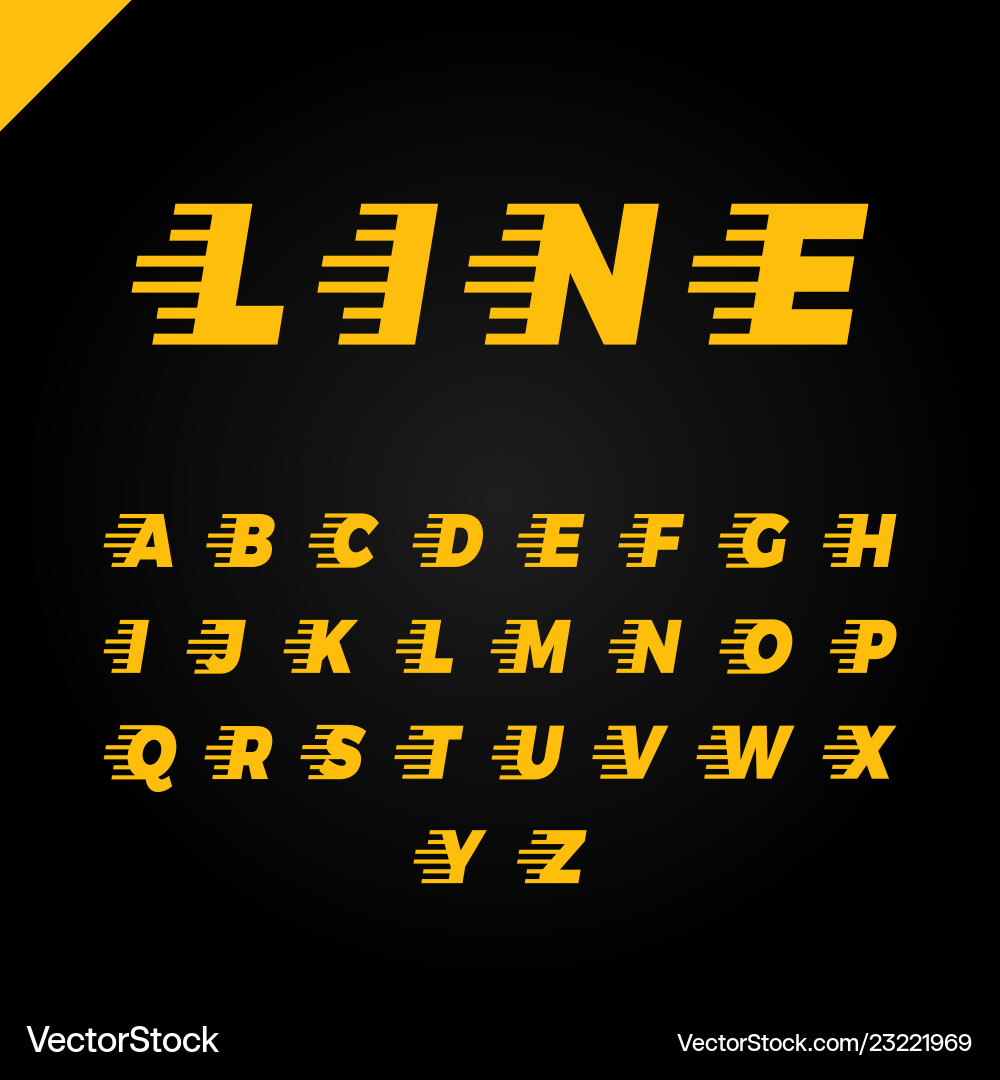 Express service font fast speed lines alphabet vector image