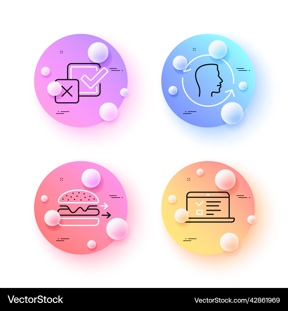Food delivery face id and checkbox minimal line Food delivery face id and checkbox minimal line vector image