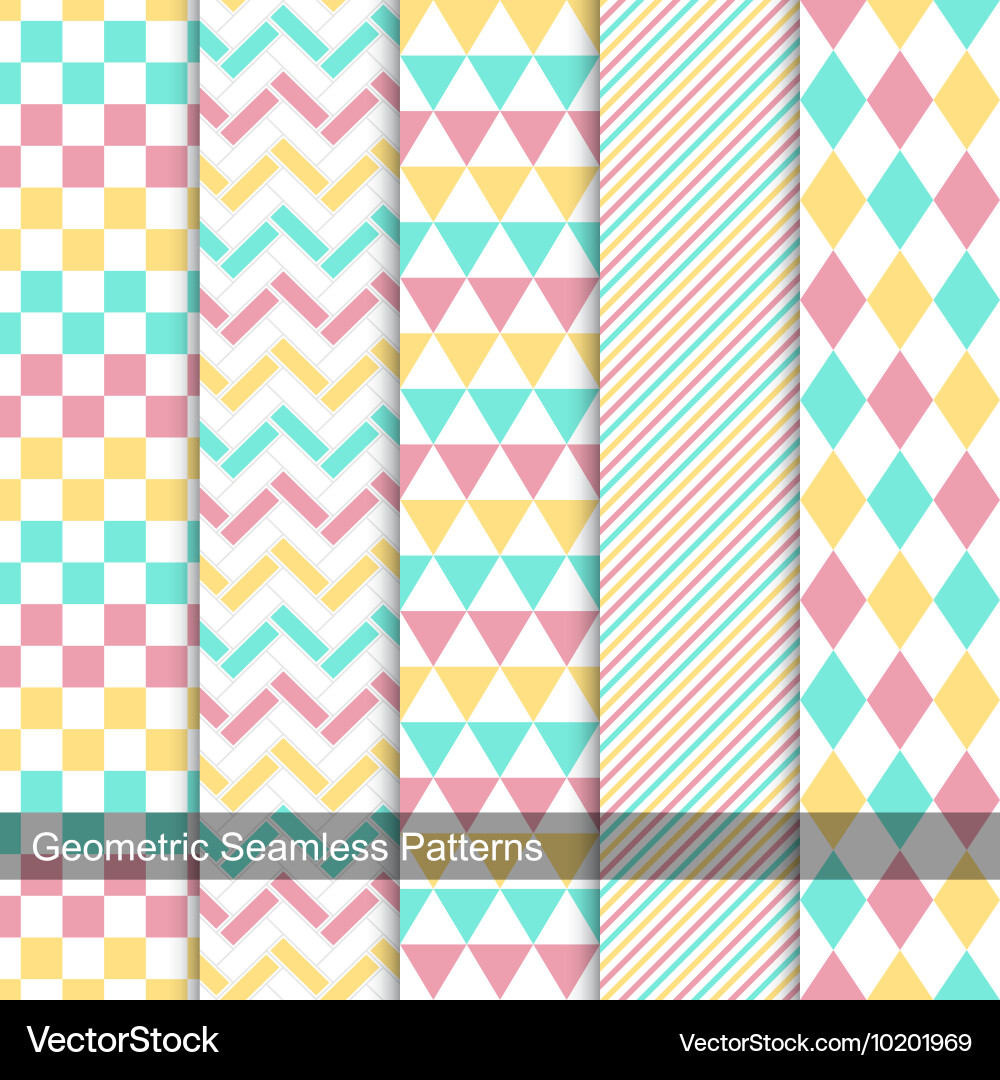Geometric patterns - seamless collection vector image