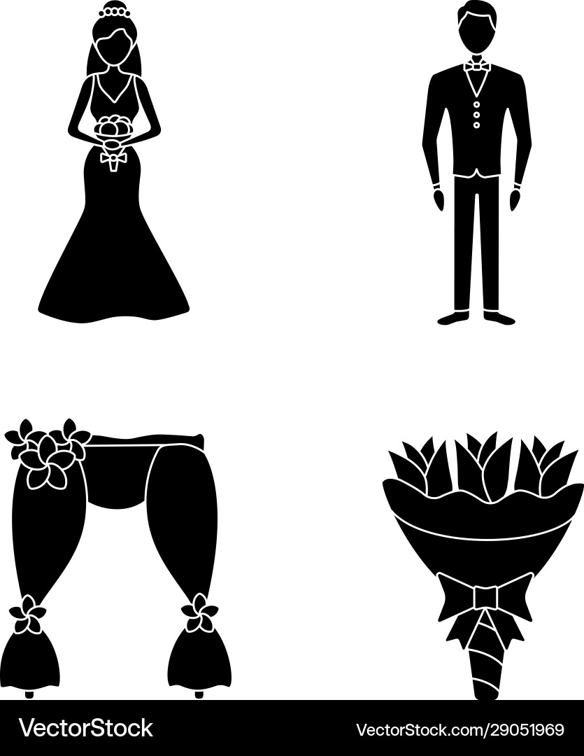 Hochzeitsplanung Glyph-Symbole Set Hochzeitsplanung Glyph-Symbole Set vektorbild