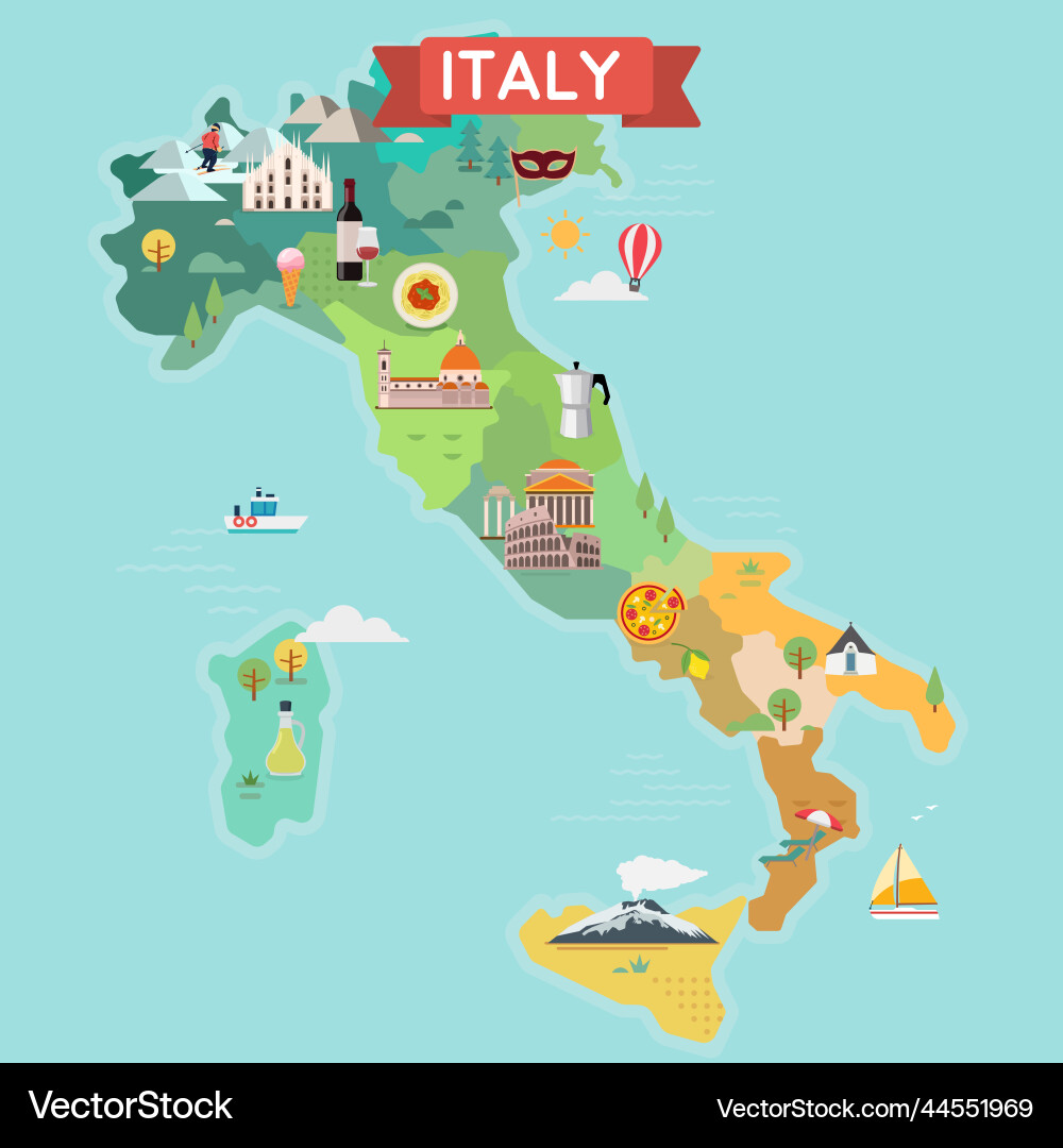 Italy tourist map Italy tourist map vector image