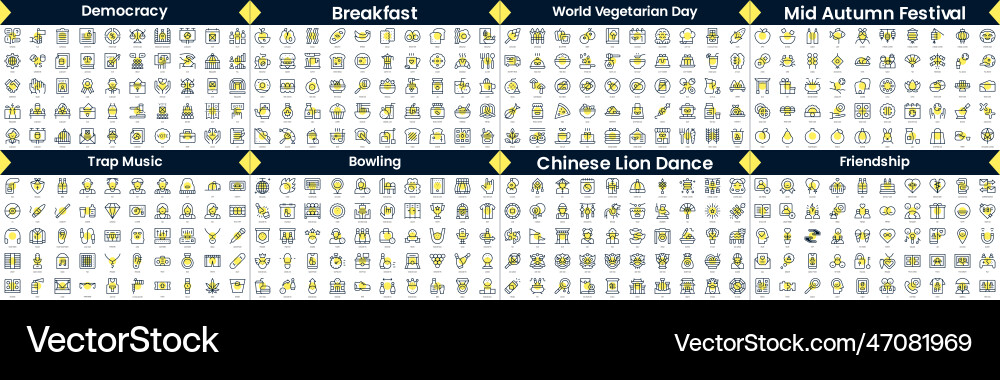 Linear style icons pack in this bundle include vector image