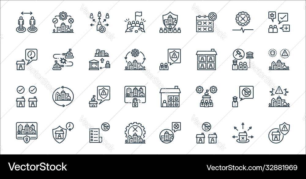 Lockdown line icons linear set quality Lockdown line icons linear set quality Vector Image