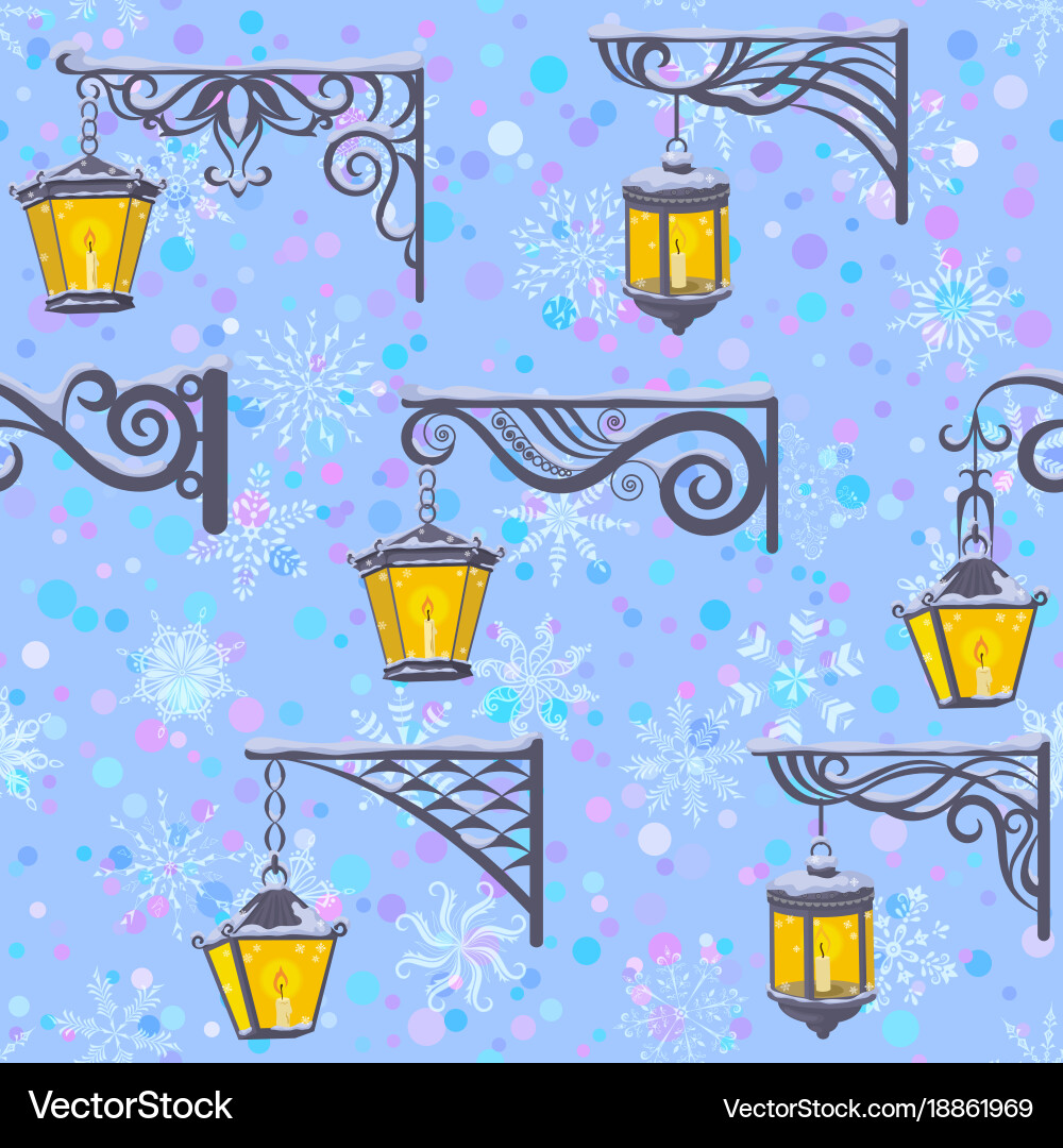 Luminescent Lanterns Winter Pattern Vector Image