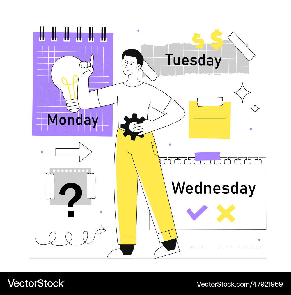 Man with visual board line concept Man with visual board line concept vector image