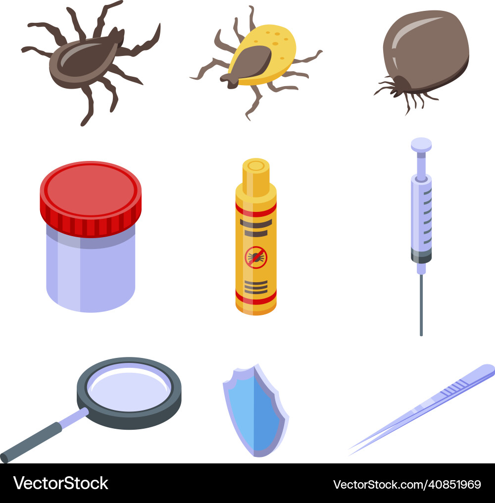 Mite icons set isometric style Vector Image