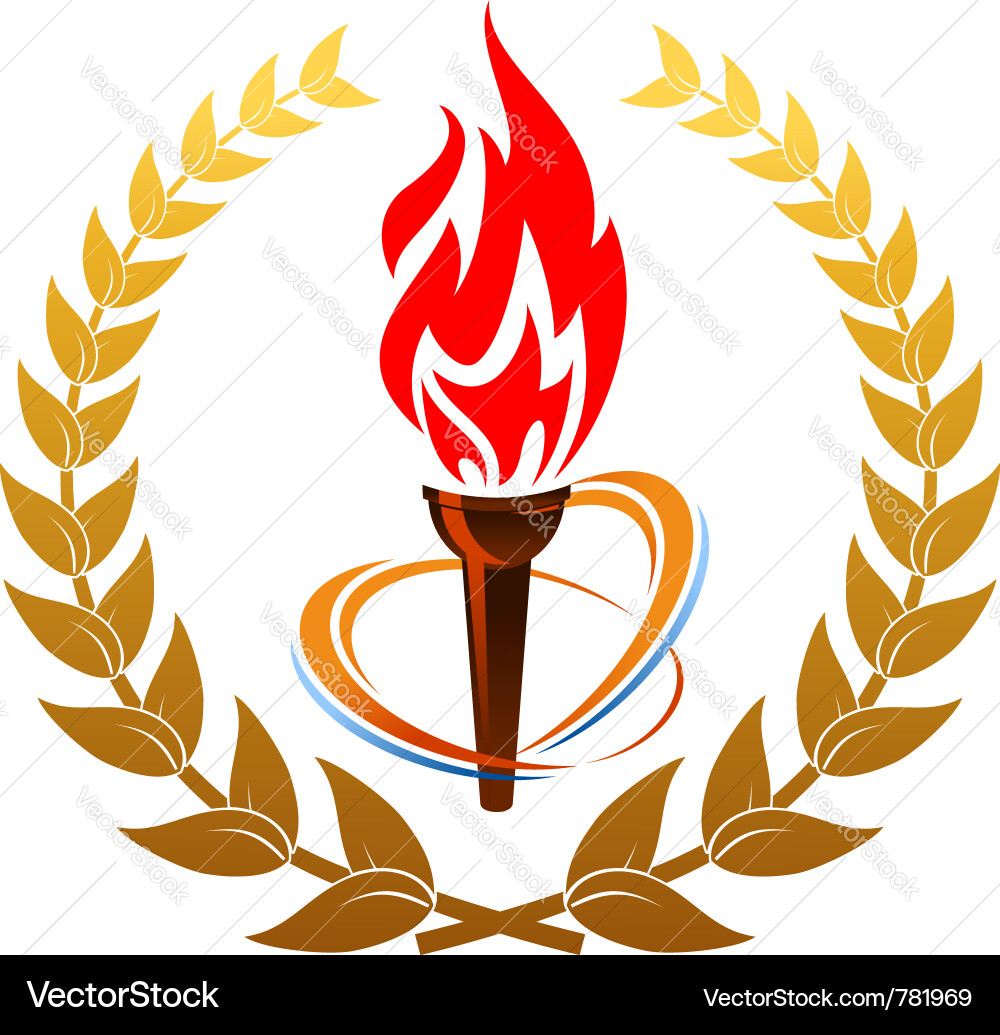 Olympic Torch in Laurel Wreath vector image