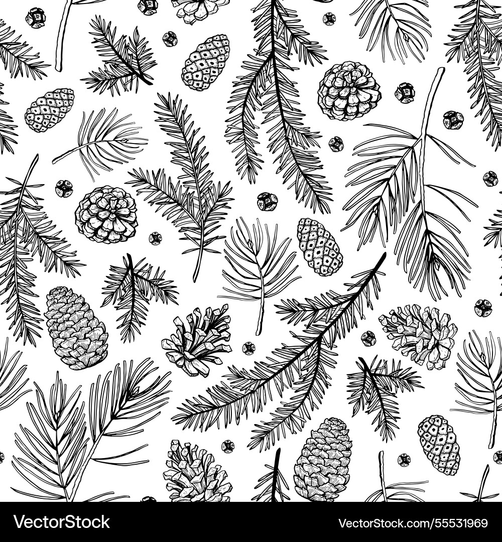 Pine branches seamless pattern Pine branches seamless pattern vector image