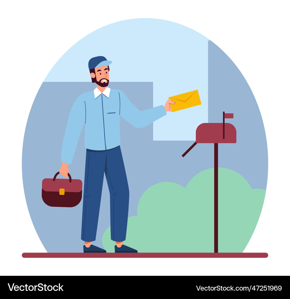 Postman Delivering Mail vector image