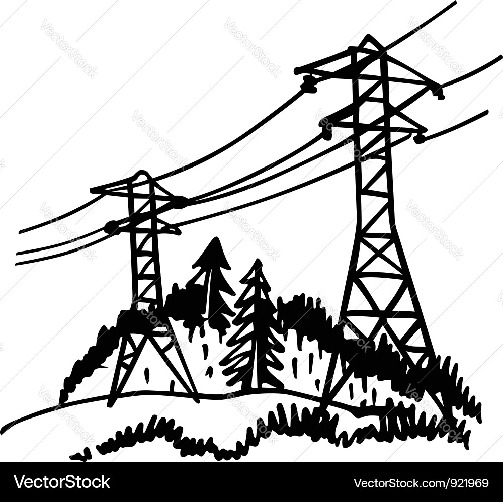 Power Line Transmission Vector Image