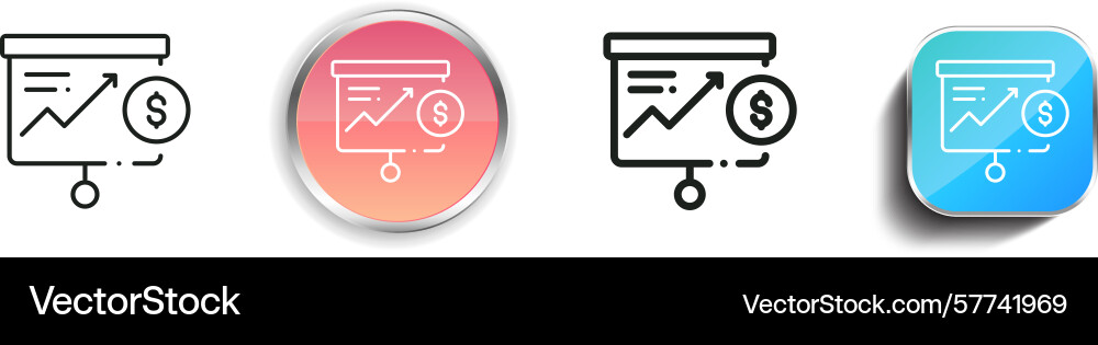 Presentation icon thin linear regular and button Presentation icon thin linear regular and button vector image
