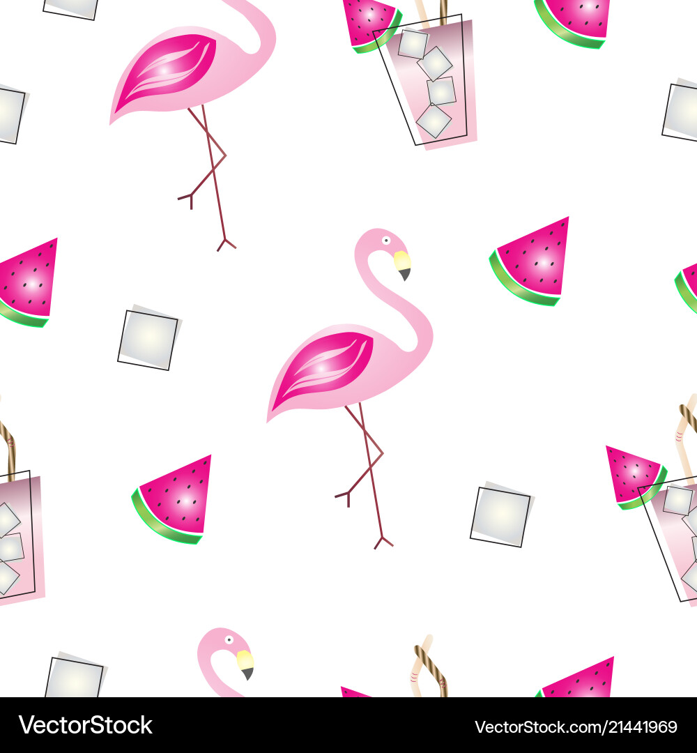 Seamless pattern with flamingos vector image